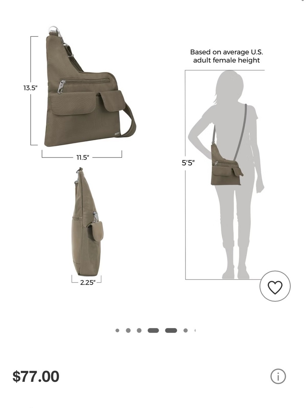Like New Travelon Anti-Theft Classic Crossbody Bag - Brown Gray - Picture 10 of 11